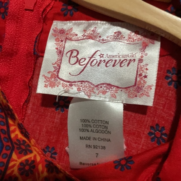 American Girl desert flower red boho tassel tunic dress size 7 Josephina - Picture 3 of 7